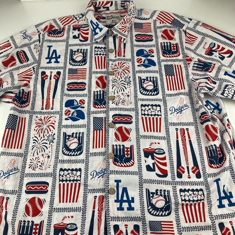Reyn Spooner Los Angeles Dodgers Shirt XL MLB Hawaiian Aloha USA Baseball